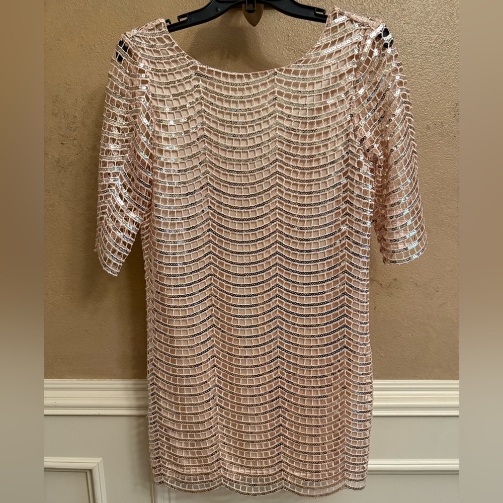 Gold Sequin Embellished Mini Dress